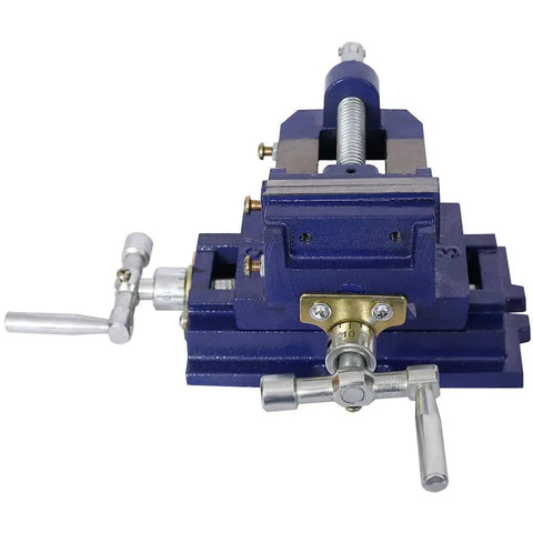 Heavy Duty 3 Inch Cross Slide Drill Press Vise X Y Milling Machine Vise Precision Bench Vise Ductile Iron in blue.