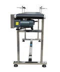 PVC Flat Conveyor Belt System for Packaging Machines Built Tough Adjustable Speed Industrial Transport With Double Guardrail 70.9 Inch Long by 11.8 Inch Wide Black Belt 110V Anti Wear Heat Oil Resistant.