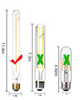Dimmable T10 LED Filament Tubular Bulb 6W Warm White 2700K 11.8 Inch Long Tube Retro Vibe LED Filament 60W Equivalent E26 Base