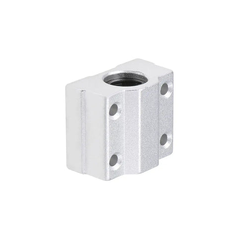 Badass 6 mm Linear Ball Bearing Slide Block With Rock Solid Aluminum Housing And Chrome Steel Bearings, side view, silver finish.