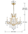 Gold 5 Light Maria Theresa Crystal Chandelier With Adjustable Chain Up To 52 Inches E12 Bulb Ready LED Compatible Modern Luxury