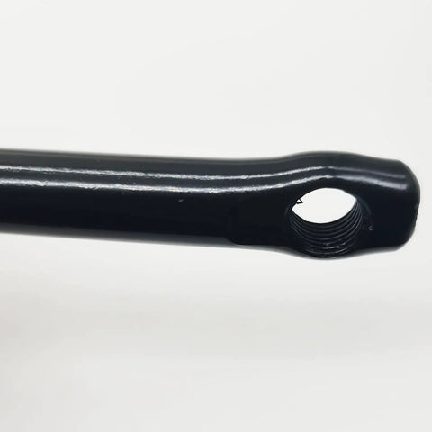 Close-up of threaded hole on One Piece Black Crankarm Set For Bikes, Wide 165mm Crank Arms with 150mm Span, Heavy Duty for Trails