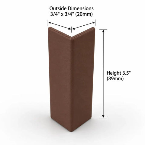Warm Brown Walnut Corner Protectors Six-Pack With 3.5 Inches High And Three-Quarter Inch Slim Flush-Fit Hard-Shell Cabinet And Baseboard