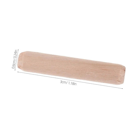 Fluted wood dowel pin with beveled ends, showing dimensions, part of 100 Pieces Fluted Wood Dowel Pins With Beveled Ends 0.25 Inch By 1.2 Inch Unfinished Sanded Dowels For DIY Crafts And Outdoor Wood Pavilion Projects Ideal For Furniture Making And Outdoor Structures