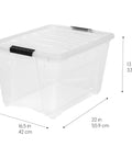Straight Up Premium 54 Qt Stackable Storage Bins With Lids 12 Pack Clear Plastic Totes For Closets And Garages BPA Free with rugged latches.