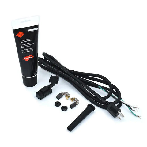 Get Your Workhorse Back On Track With This Heavy Duty Full Service Kit Featuring Carbon Brushes Snappy Toggle Switch Nine Foot Cable And Top Shelf Grease, includes lubricant, cord, and switch for saw maintenance.