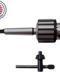 Beefy One Half Inch Drill Chuck With Arbor And Key Designed For Grizzly G0768 Lathe Upgrades, includes steel arbor and key.
