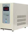 Top Shelf Industrial 220V Single Phase AC Voltage Regulator side view with digital display and ventilation for stable power.