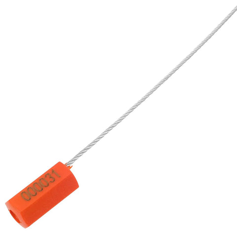 Heavy Duty Orange Steel Wire Cable Seals With Forty Pieces Tamper Resistant Bolt Locks To Keep Shipping Containers And Cargo Trailers Locked Down Tight For Industrial Haulage And Water Meter Valves