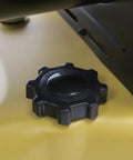 Built Different 185000 Btu Forced Air Diesel Heater control knob on durable yellow surface for easy operation.