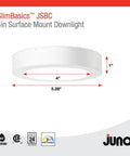 Slick 4 Inch Led Ceiling Light Low Profile Surface Mount Downlight Wet Rated Matte White Trim with dimensions 4x1 inches.
