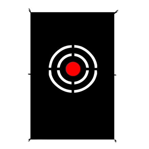 Golf Target Hitting Cloth For Backyard Practice, 5 By 4 Feet, Black, Portable And Foldable, Quick Setup For Indoor Or Outdoor Use, Red Bullseye