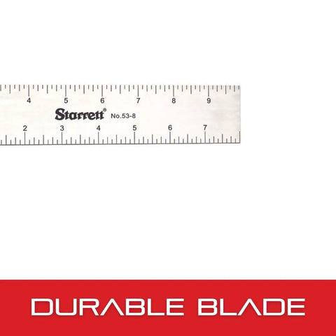 Carpenter's Try Square With Etched Graduations 8 Inch Stainless Blade Pro Grade And 2 Inch Cast Aluminum Handle Built For Real World On The Jobsite Accuracy With One Eighth Inch Blade Graduations shown with clear markings