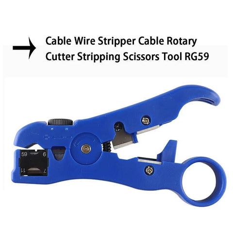 Universal Coax And Cat5 Cat6 Stripping Tool For RG59 RG6 RG7 RG11 Reversible Cassette with Adjustable Blade