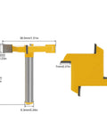 Beast Pro Grade CNC Spoilboard Surfacing Router Bit For Woodworking, 1/4 Inch Shank, Cutting Diameter 1-19/32 Inch, Side and Top View