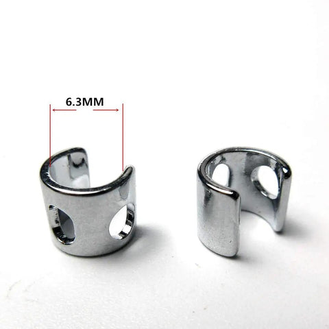 Close-up of two Needle Bar Thread Guard 2 Pack For Juki Lu-1508 Lu-1510 with 6.3mm size, durable metal for sewing machines.