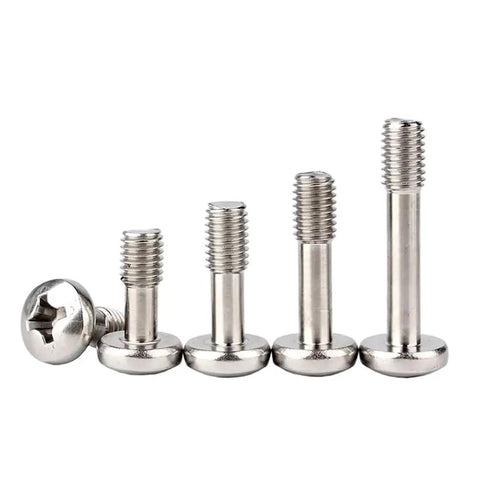M2.5 X 8 Mm Stainless Steel Captive Screws With Phillips Pan Heads Hex Nut And Plain Washer Assemblies, five varying lengths.
