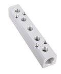 Five Way Seven Port Air Manifold With One Quarter Inch NPT Output And One Half Inch NPT Supply Port Aluminum Alloy Pneumatic Distribution Block