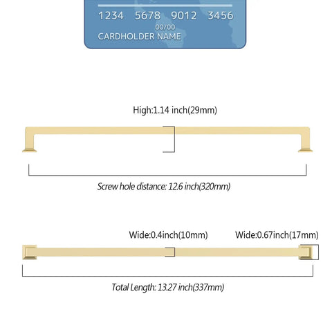 Sleek Gold Cabinet Pulls And Zinc Alloy Handles Set Of 6 For Kitchen Drawers features measurements and dimensions
