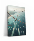 Soaring Gliders Over The Magic Ocean Wall Art Canvas Print Or Poster For Home Decor Ocean Scene With Yachts And Dreamy Sky Vibe Ready To Hang Framed Option 40x30 Inches