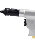 Pro Grade Pneumatic Rivet Nut Tool Kit With M5 And M6 Heads, side view showing trigger and nozzle