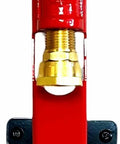 Single Standard Mount Pin Connect Fire Sprinkler For Wildfire Yard Defense And Property Guard featuring brass connector and red finish.