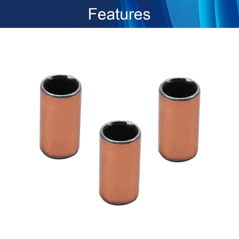 3 Pack Heavy Duty Sleeve Bearings 6Mm X 8Mm X 15Mm Oilless Bushings showing three carbon steel bronze core bushings.