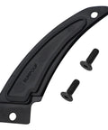 Heavy Duty DCS577 Dust Port Reflector Cover Block compatible with DeWalt Job Site Saw, black plastic, includes screws for installation.