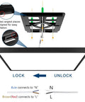 Installation diagram of 12 Inch Square LED Ceiling Light 24W 5000K Daylight White, ultra slim black minimalist flush mount.