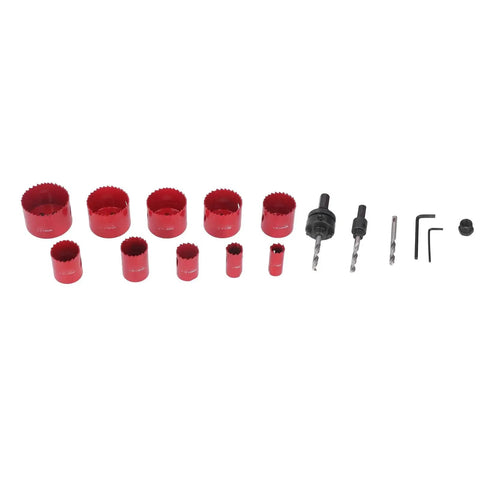 Super Cool Universal Hole Saw Set Cutting 3 To 2.5 Inch For Metal Wood And Plastic With Durable Hss Blades Fast Install No Tools And Handy Storage Box That Is Totally Rad For Any Home Repair Project, red hole saw set with arbors and wrenches
