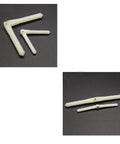 10 Pieces RC Airplane Plastic Pin Hinges 4.5x67mm, two images show hinges on black background, ideal for foam board and balsa wood.