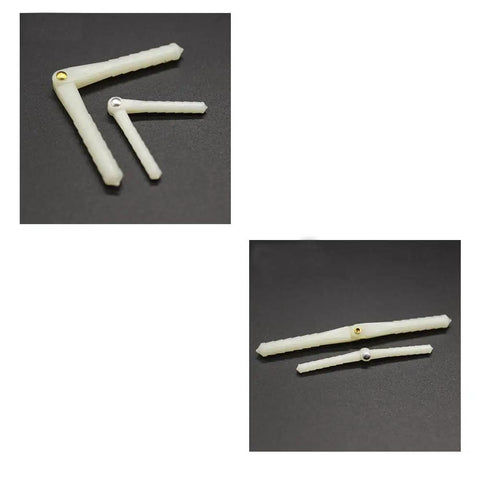 10 Pieces RC Airplane Plastic Pin Hinges 4.5x67mm, two images show hinges on black background, ideal for foam board and balsa wood.