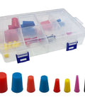 Get Ready For A Sweet Paint Job With This Totally Rad 40 Piece Silicone Rubber Tapered Plug Kit Featuring Eight Awesome Sizes Ranging From One Sixteenth Inch To Three Quarters Inch For Perfectly Flexible Powder Coating And Painting Supplies That Are. clear storage box with silicone rubber tapered plugs in eight sizes for masking holes during painting
