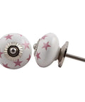 50 Pieces Star Ceramic Pink Drawer Knobs For Kitchen Cabinet Hardware And Decorative Dresser Pulls Premium Sweet Room Decor Dope Rust Resistant Handles Easy Install Kid Safe House Glow Up Set, showing two pink star knobs.