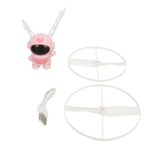 Components of Hand Controlled Flying Toy For Kids With Dual Blades USB Rechargeable Battery 75mAh Built In Light Up Fun.