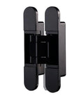 3D Adjustable Invisible Hinge For Hidden Folding Doors In Matt Black, zinc alloy, inner opening, seamless modern interior.