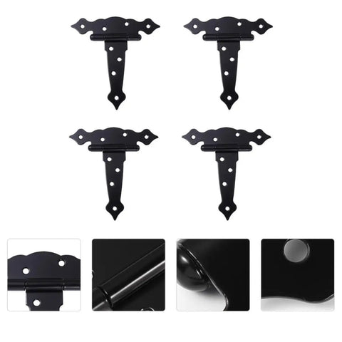 Heavy Duty Black Iron T Shape Strap Hinge With 8 Screw Holes For Doors Gates And Worktops Flexible And Easy Dismantle Hinge, black iron T-hinge
