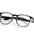 Tough As Nails Safety Glasses With Anti Fog Shield And Blue Light Blocker To Stave Off Dust And UV Damage While Delivering Uncompromising Clarity For Extended Work Sessions In Stylish Black Colorway, side view.