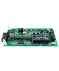 Top Shelf Wired Media Module Card 565-413 For Fire Alarm Control Panels And Commercial Building Safety Systems, green circuit board view.