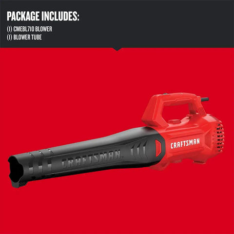 Red and black Powerful Corded Leaf Blower With 9 Amp Motor, Lightweight Handheld Axial Electric Blower on a red background