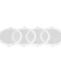 Saluaqui Fiberglass Shower Drain Hair Catcher 50pcs 11cm (50 Pieces) showing four white mesh drain protectors.