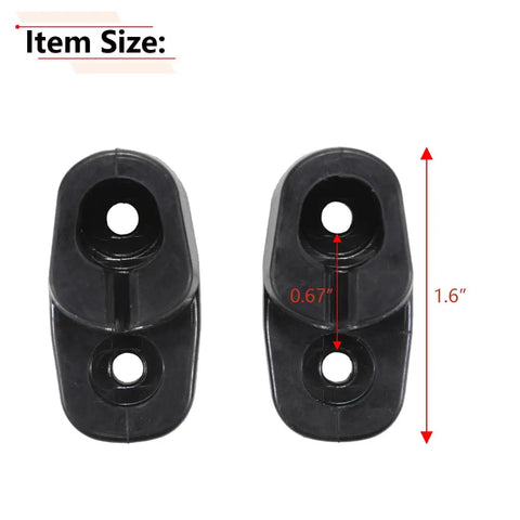 Sun Visor Clip Retainer For Classic MGB 1963 To 1980 And MG Midget 1962 To 1979, 2-pack, black rubber, size details shown