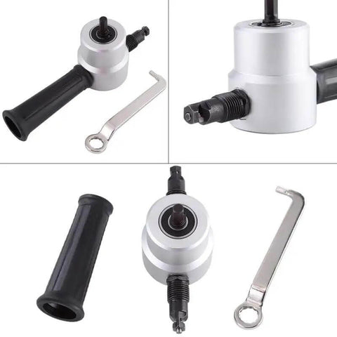 Power Drill Nibbler Attachment With 360 Degree Adjustable Double Head Metal Sheet Cutter And Wrench for clean cuts