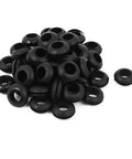 50 Pack Black Rubber Cable Grommets Featuring 12mm Inner Diameter double groove design piled together for wire protection.