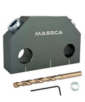 Pro Level Dowel Jig Kit Featuring Three Precision Drill Guide Bushings And Matching Bits for Effortless Angled Joints.