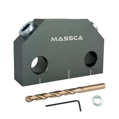 Pro Level Dowel Jig Kit Featuring Three Precision Drill Guide Bushings And Matching Bits for Effortless Angled Joints.