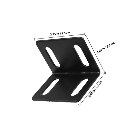 Beefy Right Angle Shelf Brackets Set Of 10 Heavy Duty Metal Corner Braces 2.0mm Thick Black Finish shown with measurements