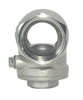 Front view of swing check valve, 1-inch stainless steel SS316 with female NPT threads