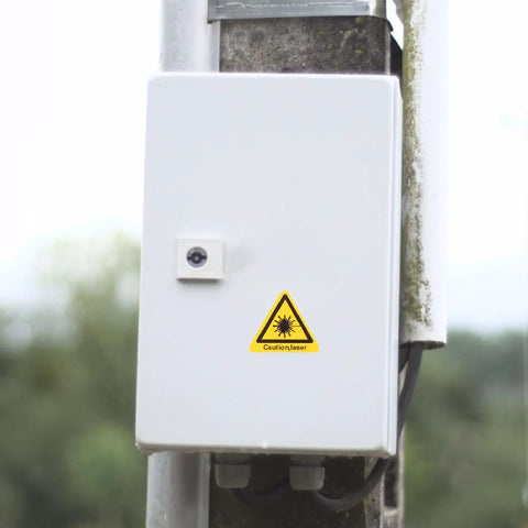 Laser Safety Sticker Caution Sign Lab Grade Adhesive Warning Labels For Industrial Use 0.59 X 0.59 In on equipment box