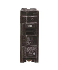 Single Pole Thirty Amp QP Circuit Breaker For One Twenty Volt Load Panels With Ten Thousand Amp Rating showing black body and 30 amp indicator
